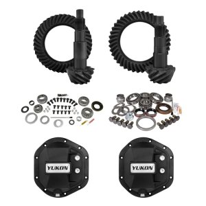 Jeep Wrangler Final Drive Gear Kit - Front + Rear - Yukon Gear & Axle - Stage 2 Re-Gear Kit with Yukon Hardcore Diff Covers, 5.13 Ratio, 24 Spline - `07-`18